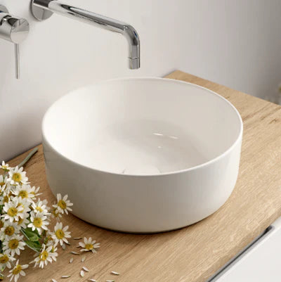 Modena 360mm Round Countertop Basin - Gloss White