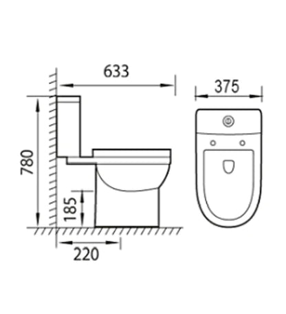 Messina Open Back Close Coupled Toilet with Soft Close Seat