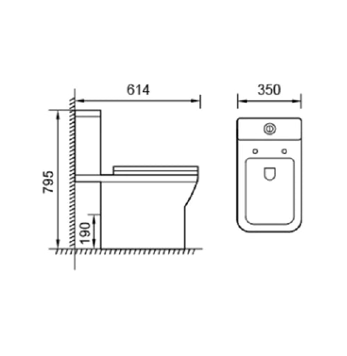 Toulon Open Back Close Coupled Toilet with Soft Close Seat