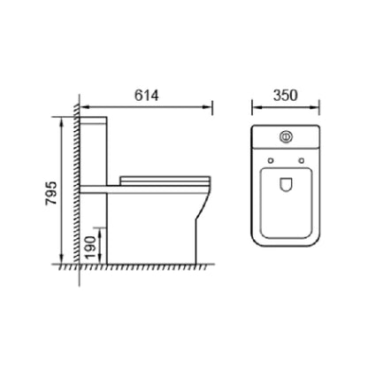 Toulon Open Back Close Coupled Toilet with Soft Close Seat