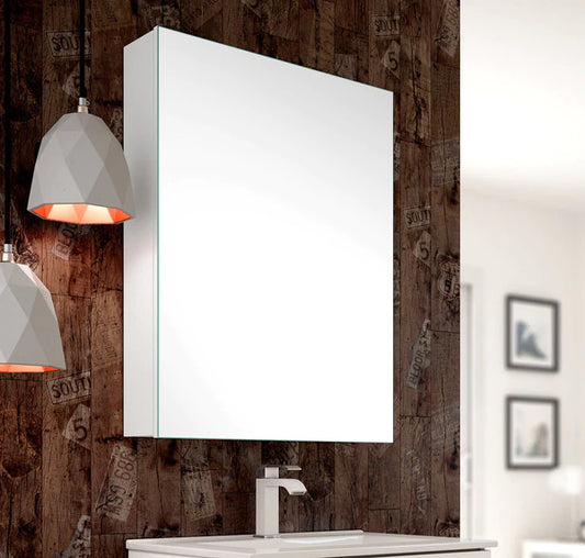 Verona 600mm 1 Door Mirror Cabinet - Gloss White