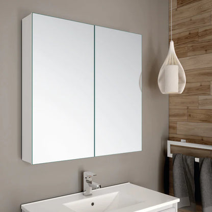 Verona 800mm 2 Door Mirror Cabinet - Gloss White