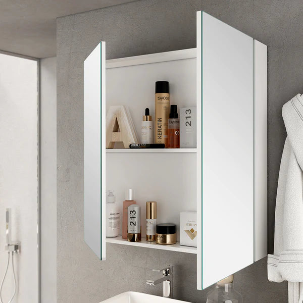 Verona 800mm 2 Door Mirror Cabinet - Gloss White