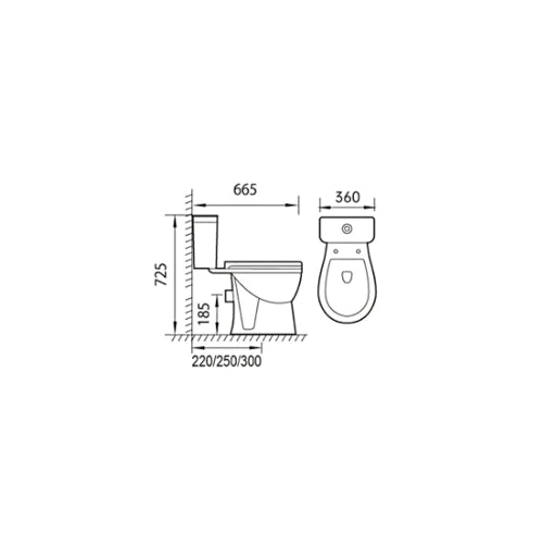 Prato Open Back Close Coupled Toilet with Soft Close Seat