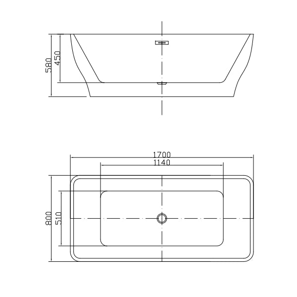 Dijon 1700 x 800 Freestanding Acrylic Bath - White