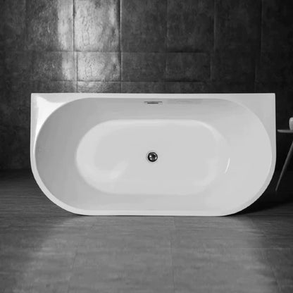 Rennes Back to Wall Freestanding Acrylic Bath - Gloss Black