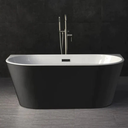 Rennes Back to Wall Freestanding Acrylic Bath - Gloss Black