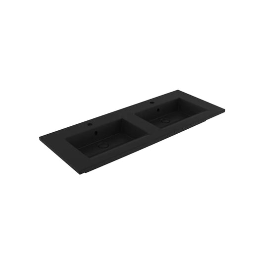 Naples 1200mm Double Basin 2 Tap Holes - Matt Black