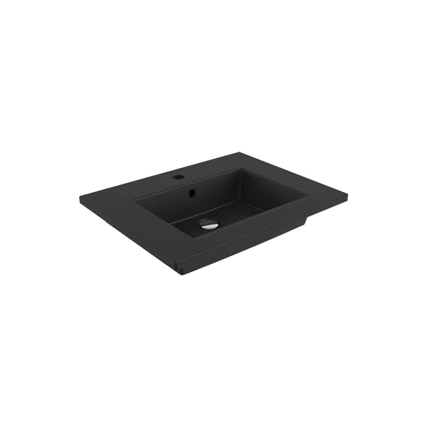 Naples 600mm Basin 1 Tap Hole - Matt Black