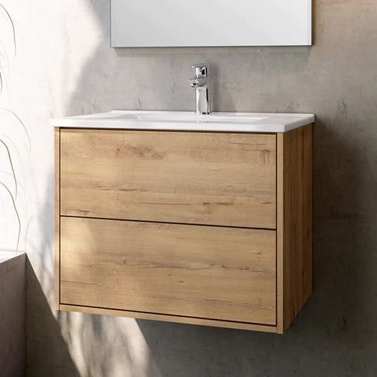 Milan 600mm Wall Hung Vanity Unit with Basin - Ostippo Oak