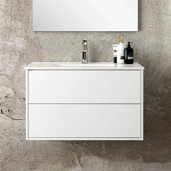 Milan 600mm Wall Hung Vanity Unit with Basin - Matt White