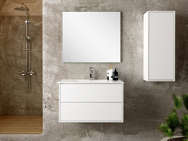 Milan 900mm Wall Hung Wall Cabinet - Matt White