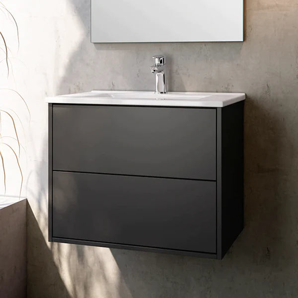 Milan Noir 600mm Wall Hung Vanity Unit with Basin - Matt Black